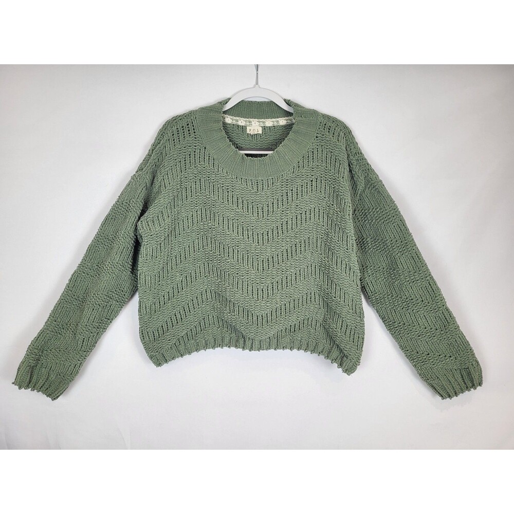 POL Oversized Chunky Loose Knit Sweater Size Large Green